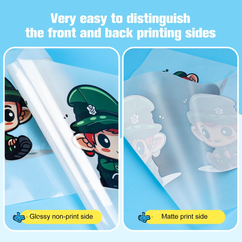 Yamation DTF Transfer Film Glossy: 8.5" x 11"inch 50 Sheets PET Paper Glossy Clear Cold Peel Direct to Film Transfer Film for Tshirt - Image 2