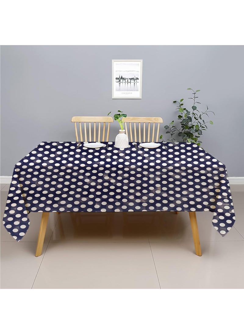 craft city CRAFT CITY Navy Blue Polka Dots Print Center & Dining Table Cover for 2 to 6 Seater Table Cloth/Water and dust with Oil-Proof PVC Rectangular Shape (40x54 inch)  - Image 3