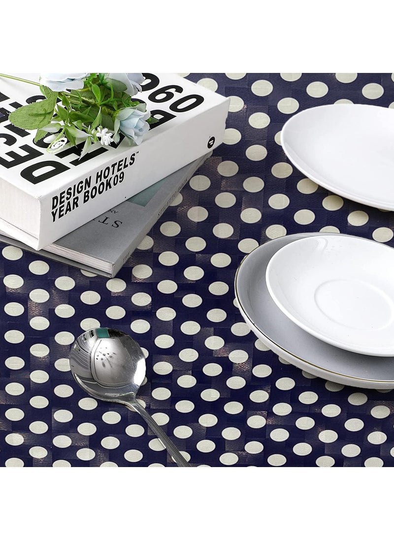 craft city CRAFT CITY Navy Blue Polka Dots Print Center & Dining Table Cover for 2 to 6 Seater Table Cloth/Water and dust with Oil-Proof PVC Rectangular Shape (40x54 inch)  - Image 2