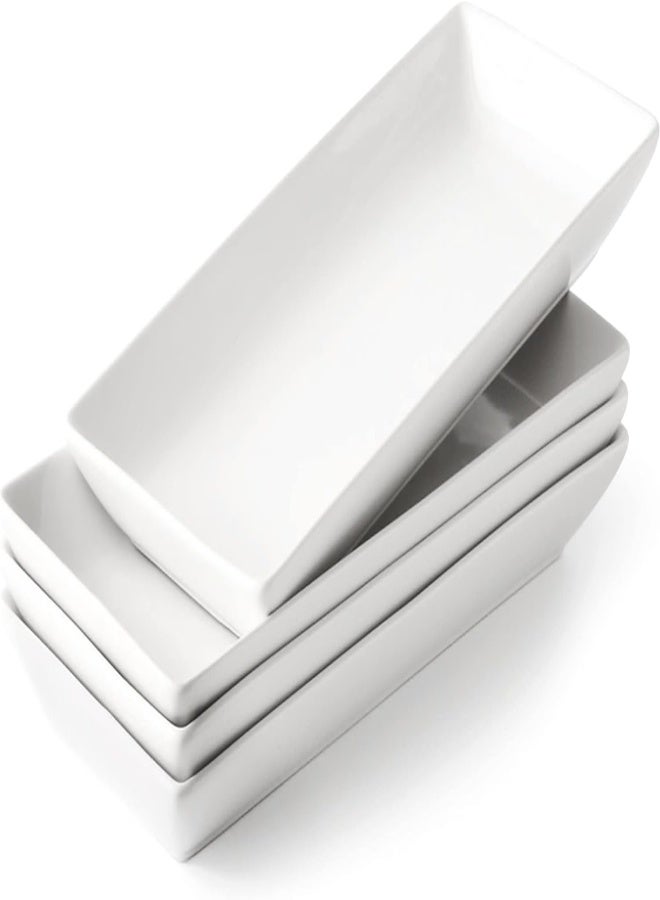 AKDC Porcelain Serving Platter Rectangular Plate/Tray For Party, 14-Inch Large White Microwave And Dishwasher Safe Set Of 4 - Image 1