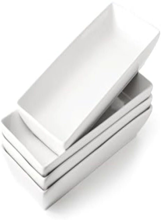 AKDC Porcelain Serving Platter Rectangular Plate/Tray For Party, 14-Inch Large White Microwave And Dishwasher Safe Set Of 4 - Image 3