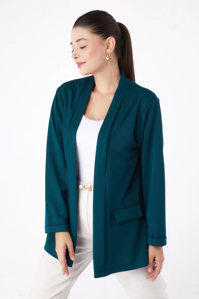 Tofisa Plain Medium Women's Green Pocket Detailed Jacket - 13261
