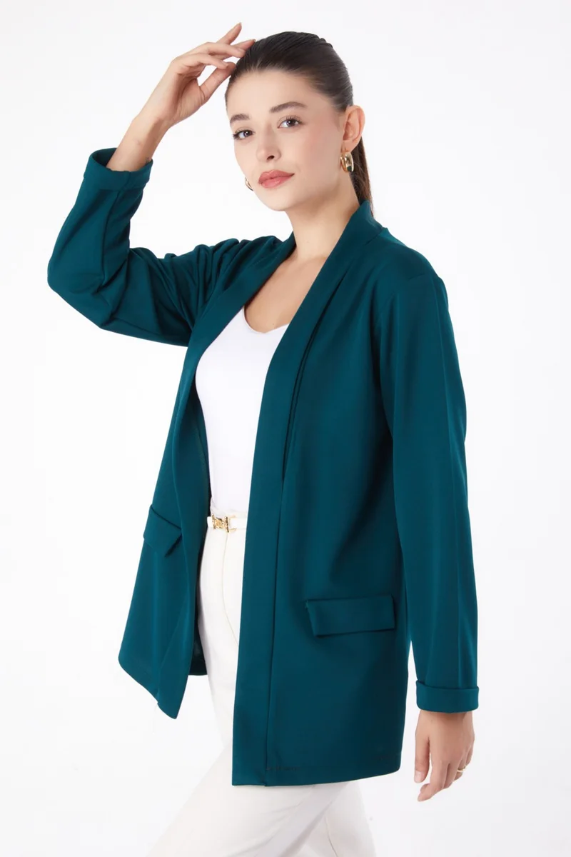 Tofisa Plain Medium Women's Green Pocket Detailed Jacket - 13261