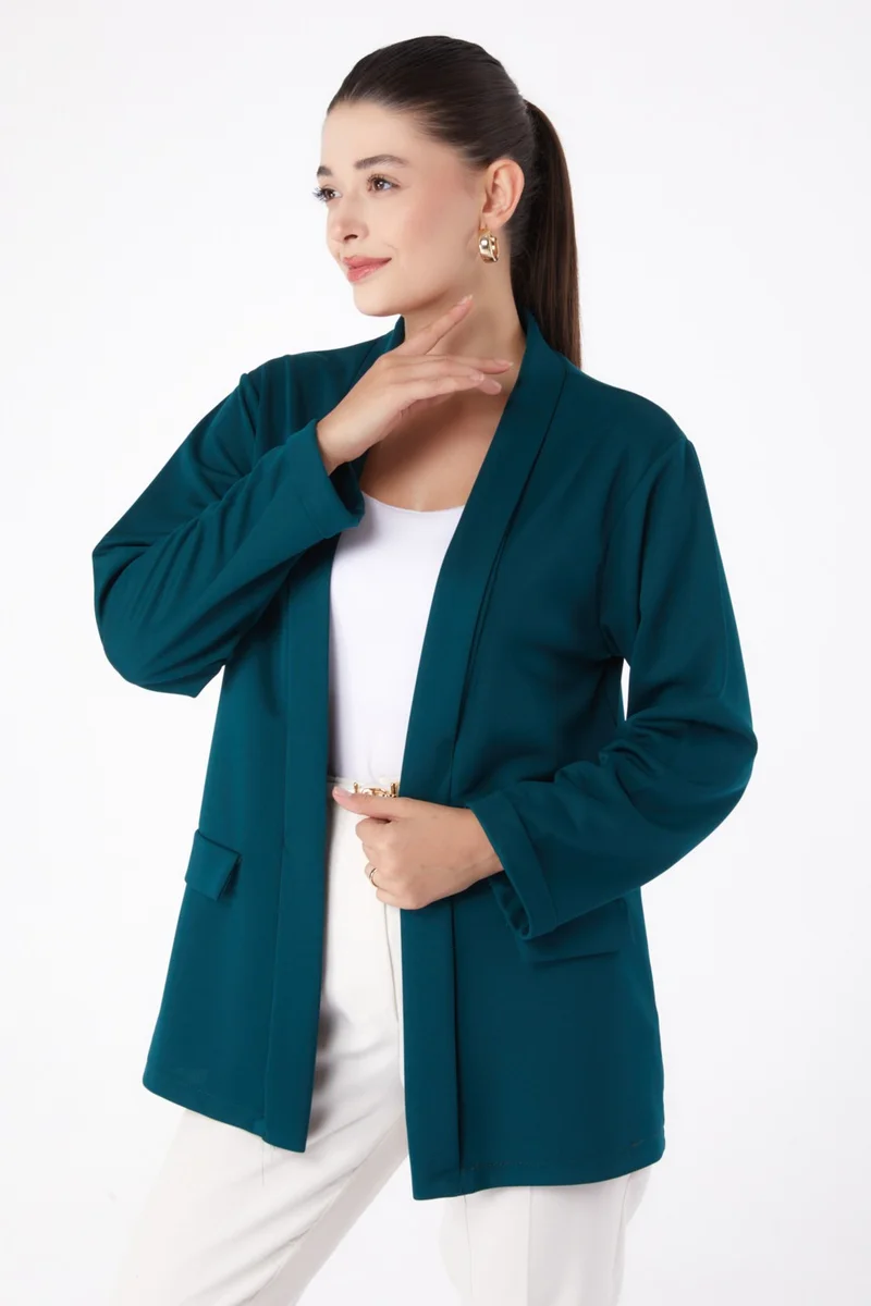 Tofisa Plain Medium Women's Green Pocket Detailed Jacket - 13261