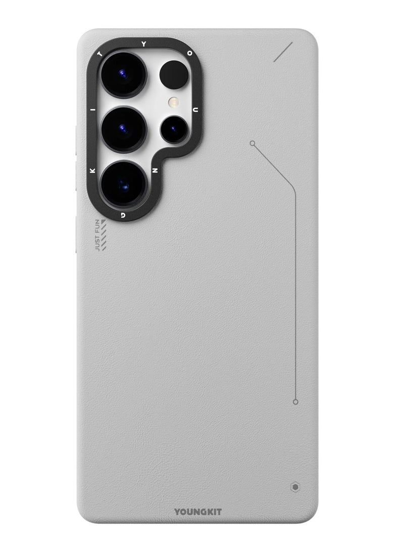 يونج كيت غطاء جلدي بسيط غير لامع لهاتف سامسونج جالاكسي إس ٢٥ ألترا - أبيض | غطاء واقٍ أنيق وبسيط مضاد للتلطيخ - Image 1