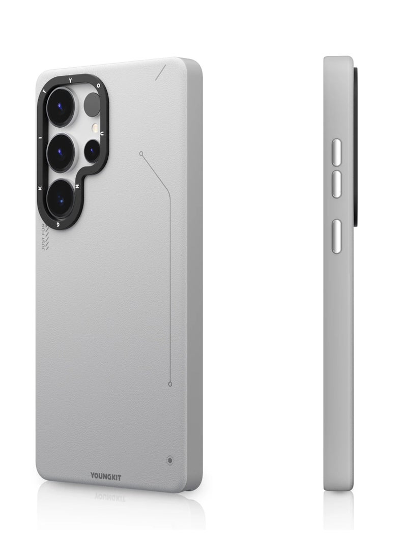 يونج كيت غطاء جلدي بسيط غير لامع لهاتف سامسونج جالاكسي إس ٢٥ ألترا - أبيض | غطاء واقٍ أنيق وبسيط مضاد للتلطيخ - Image 2