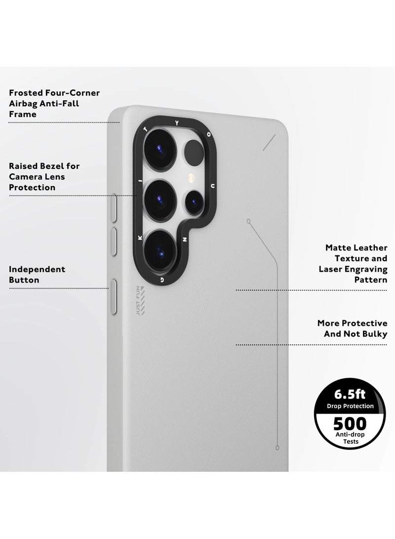 يونج كيت غطاء جلدي بسيط غير لامع لهاتف سامسونج جالاكسي إس ٢٥ ألترا - أبيض | غطاء واقٍ أنيق وبسيط مضاد للتلطيخ - Image 3