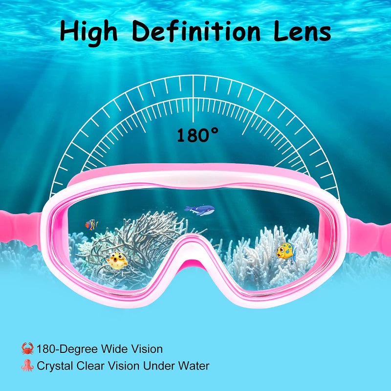 COOLOO Kids Swim Goggles for Age 3-15, 2 Pack Kids Goggles for Swimming with Nose Cover, No Leaking, Anti-Fog, Waterproof - Image 3