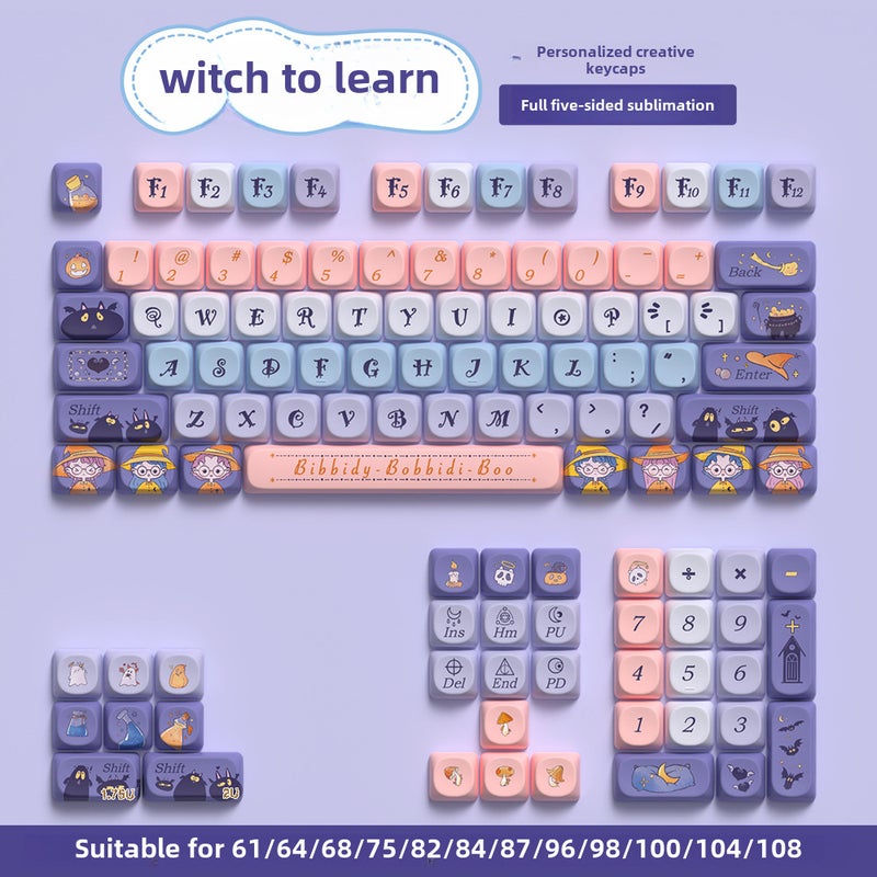 112-Key Cute Custom PBT Keycaps Probationary Witch 112 Key Boxed