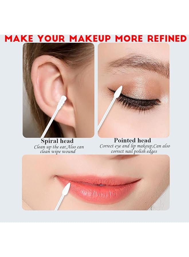 erorex 4 Packs Cotton Swabs Double Tips Cotton Buds With Paper Stick Pointed Cotton Swabs And Spiral Head - Image 2