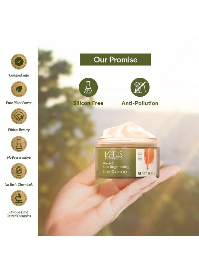 LOTUS BOTANICALS Vitamin C Skin Brightening Day Cream | 100X Vitamin C | Glowing, Radiant And Bright Skin | Hydrating And Moisturising | Sun Protection With Spf 25 Pa+++ | No Toxic Chemicals | 50G  - Image 3