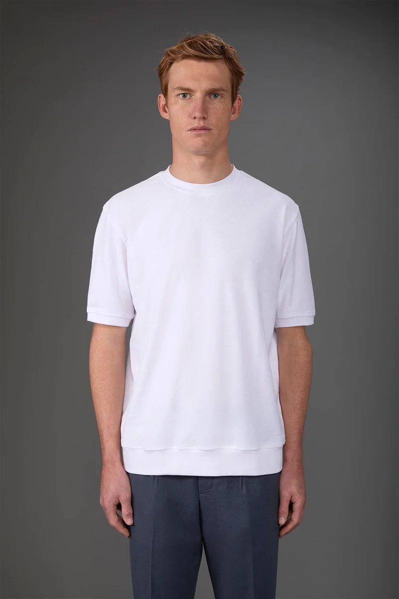 Men's crew neck short sleeve cotton - White