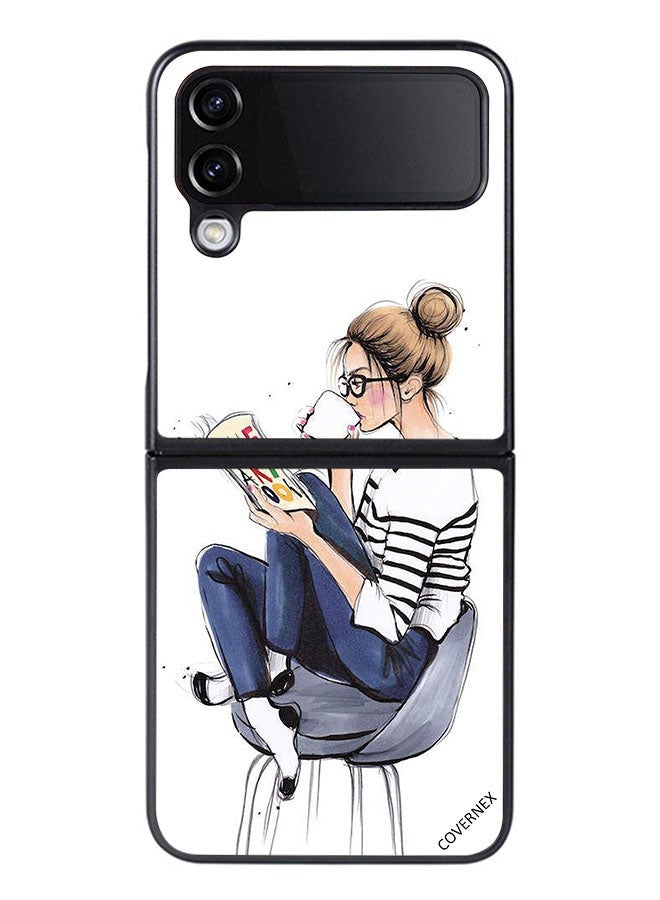 Covernex Protective Case Cover For Samsung Galaxy Z Flip 4 Reading The Art Book - Image 1