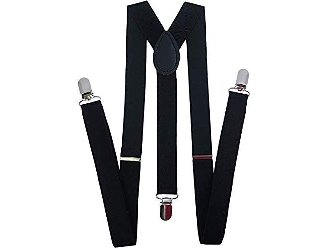 V3E Girl's Adjustable Elastic Y Back Style Suspenders With Strong Metal Clips (Black, Free Size) - Image 1