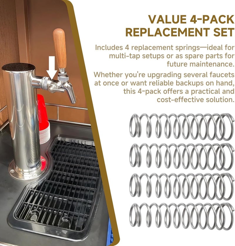 Filloman 4-Pack Self-Closing Springs for Intertap Forward Sealing Beer Faucets Compatible with Nukatap and Perlick Self-Closing Faucets - Image 4