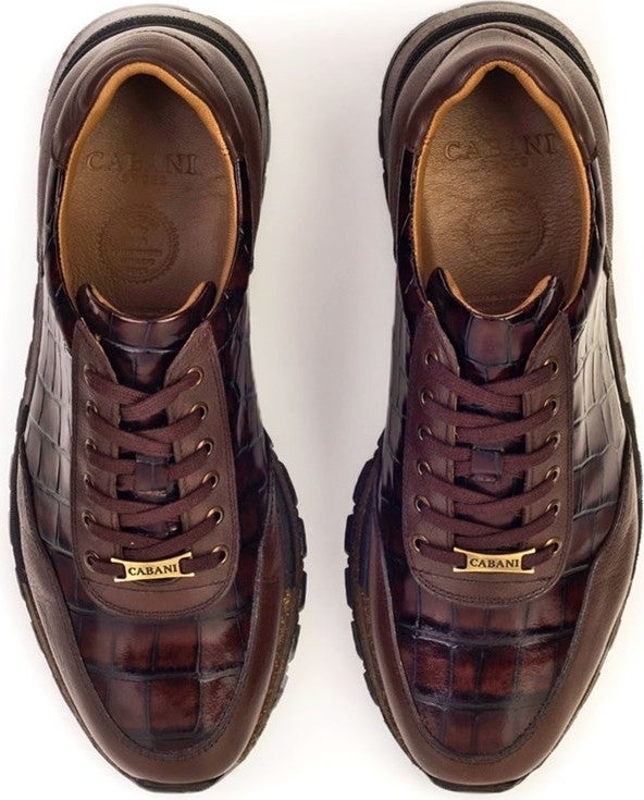 Cabani Special Design Ernesto Croco Printed Real Leather Men's Sneaker Shoes 460M1510 Brown  - Image 5