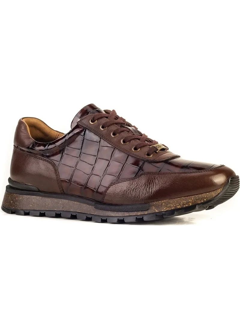 كاباني Special Design Ernesto Croco Printed Real Leather Men's Sneaker Shoes 460M1510 Brown