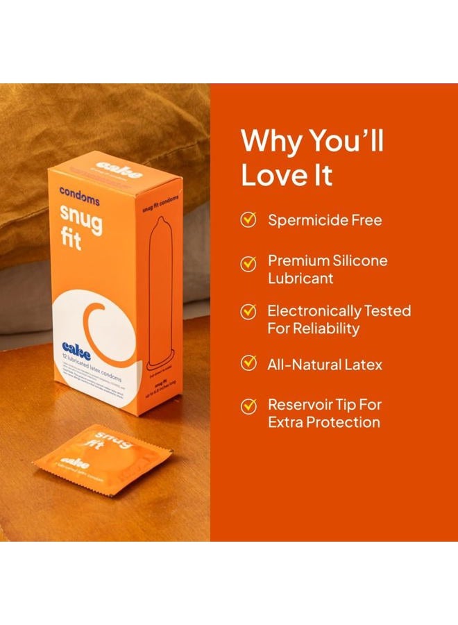 CAKE Hello Cake Snug Condoms, Premium Silicone Lubricated Latex Condoms for Men, Smaller and Tighter Natural Fit, BPA Free, Fragrance-Free, Glycerin Free – 12 Count - Image 4