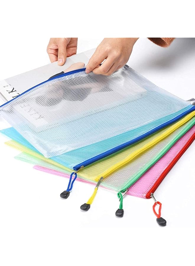erorex Plastic Wallets A4 5Pcs Document Bags With Zipper Mesh File Envelope Folders For Office School Travel Storage Bags - Image 3