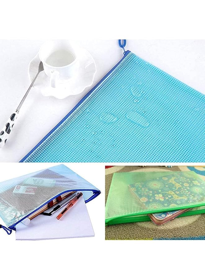 erorex Plastic Wallets A4 5Pcs Document Bags With Zipper Mesh File Envelope Folders For Office School Travel Storage Bags - Image 5