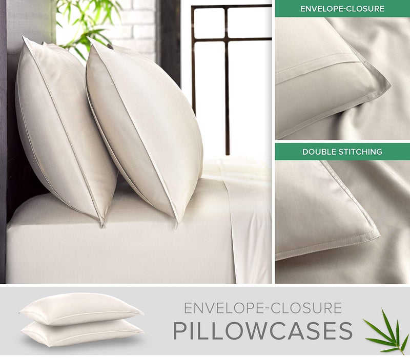 Pure Bamboo Twin XL Sheets by Pure Bamboo  Genuine 100% Organic Viscose Derived from Bamboo Bed Sheet Set  Luxuriously Soft & Cooling  Double Stitching  Lifetime Quality Promise (Twin XL  Ivory)  - Image 3