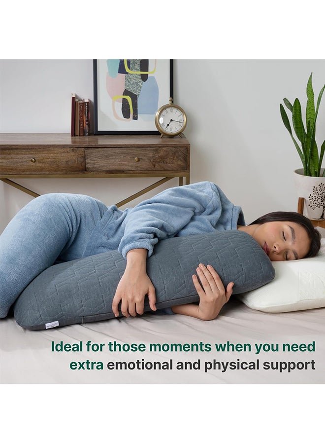 The White Willow Short Body Pillow Cooling Gel Memory Foam Sleeping Soft Bed, Hug Pillow Insert for Sleeping & Side Sleeper (10W x 30L Inch) with Grey Zipper Cover German Technology by BASF  - Image 2