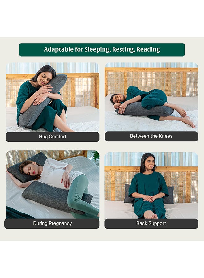 The White Willow Short Body Pillow Cooling Gel Memory Foam Sleeping Soft Bed, Hug Pillow Insert for Sleeping & Side Sleeper (10W x 30L Inch) with Grey Zipper Cover German Technology by BASF  - Image 4