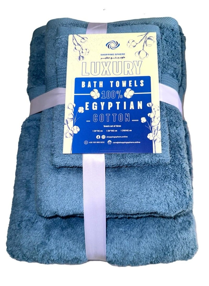 Jacquarddina Set of Bath Towels Jeans Blue (3 Luxuary Towels: 30X30cm & 50X100cm & 70X140cm) 100% Egyptian Cotton - pzsku/Z64A9BB330E0C581FE09BZ/45/_/1719151618/c673b794-2289-4c60-80df-68559cc50368