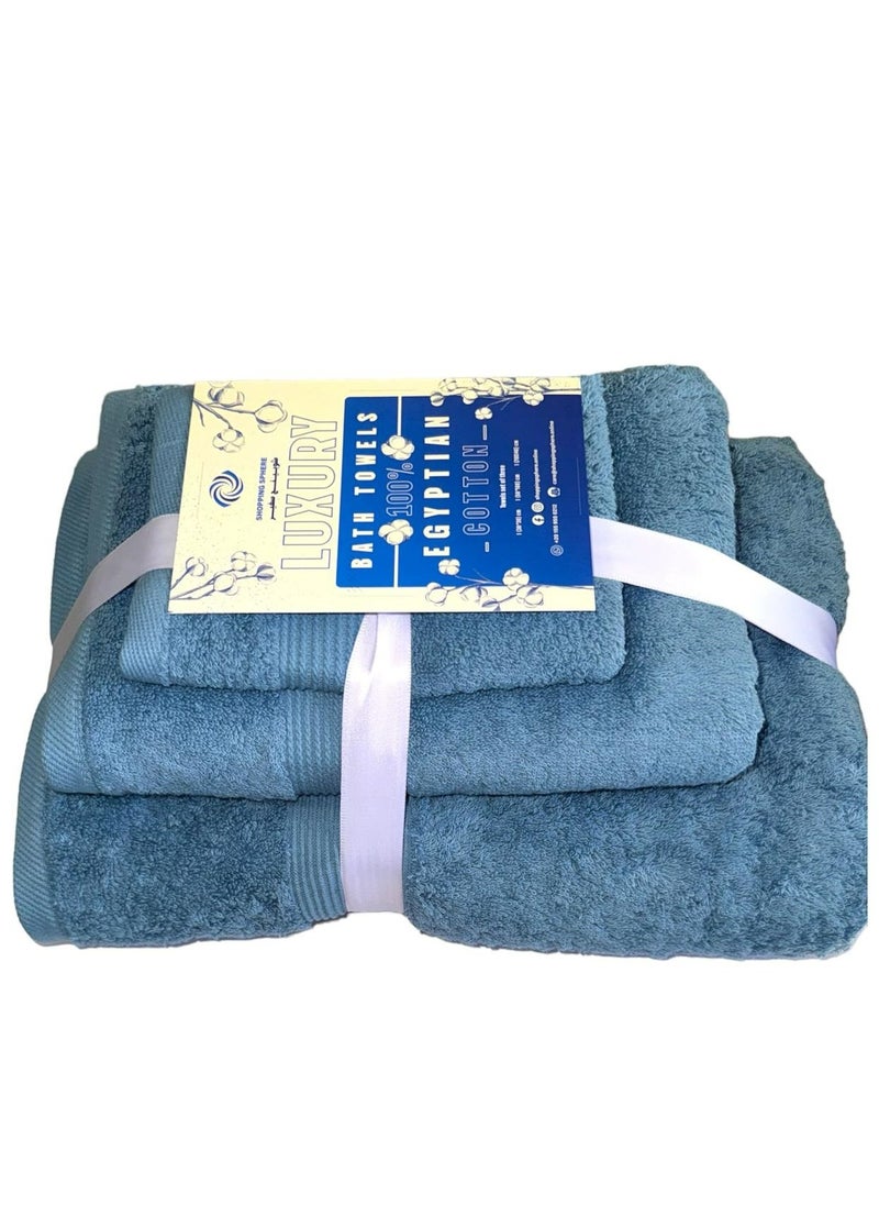 Jacquarddina Set of Bath Towels Jeans Blue (3 Luxuary Towels: 30X30cm & 50X100cm & 70X140cm) 100% Egyptian Cotton - pzsku/Z64A9BB330E0C581FE09BZ/45/_/1719151627/46a2a840-2e3c-489c-83d0-6f287f6c3e65