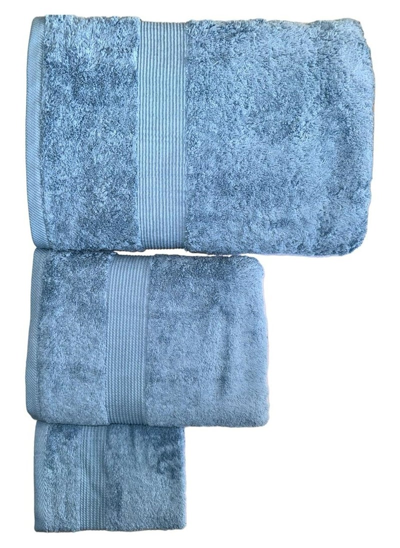 Jacquarddina Set of Bath Towels Jeans Blue (3 Luxuary Towels: 30X30cm & 50X100cm & 70X140cm) 100% Egyptian Cotton - pzsku/Z64A9BB330E0C581FE09BZ/45/_/1719151657/7aba050a-528d-403a-b7d4-c7105782a51b