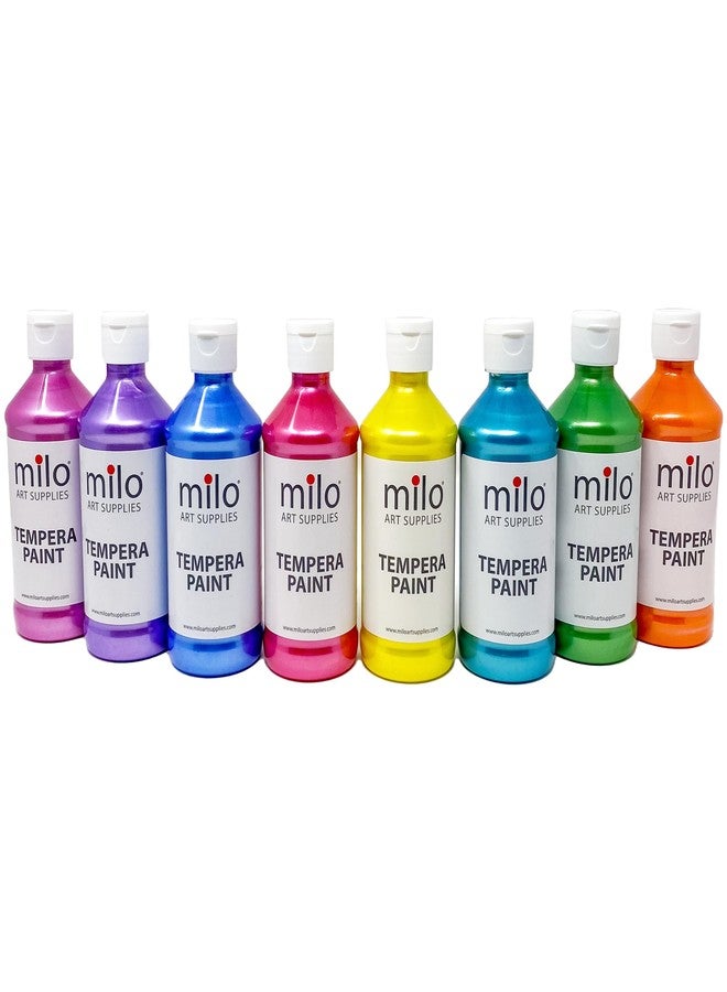 milo Washable Paint for Kids | Sparkle Pearlescent Tempera | Set of 8 Colors 8 oz Bottles | Made in the USA | Washable and Non-Toxic Glitter Art & Craft Poster Paints for Children, Toddlers, Classroom, School, Project - Image 2