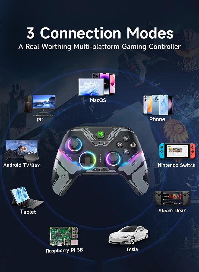 EasySMX X15 PC Gaming Controller,Wireless PC Gamepad Bluetooth Joystick Controller for PC Windows, Nintendo Switch, Android/iOS,RGB,Hall Effect - Image 3