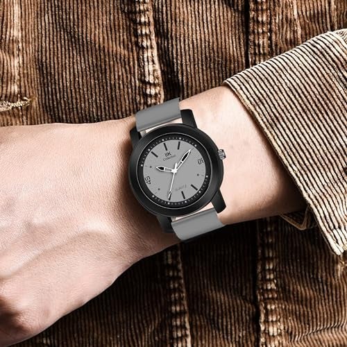 IIK COLLECTION Watches For Men Round Numerical Dial Men Watch With Silicon Strap Stainless Steel Bracelet Black Chain With Adjustable Flexible Silicon Strap Watches For Boys. - Analogue - Image 2