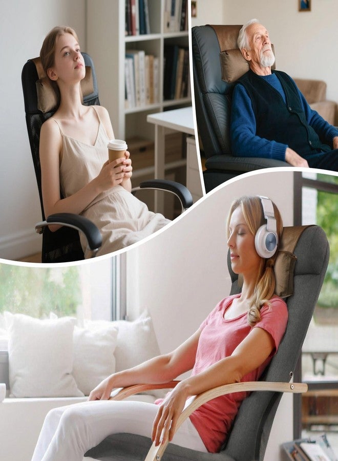 WdFour Velvet Neck & Head Pillow for Recliner Chair, Small Ergonomic Cervical Support Pillow for Home, Office and Travel, Non-Slip Cushion for Tension Relief & Shoulder Comfort (Brown) - Image 2