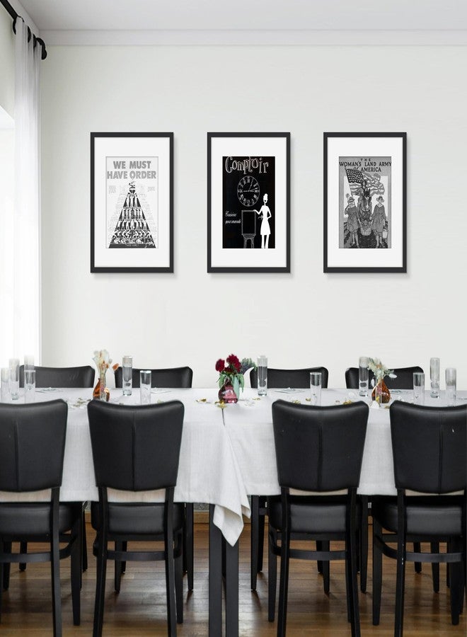 Picrit 15x19 Picture Frame 3 Pack, Black Poster Frame, Display Poster 11 x 14 with Mat or 15 x 19 Without Mat for Horizontal or Vertical Wall Mounting. - Image 3