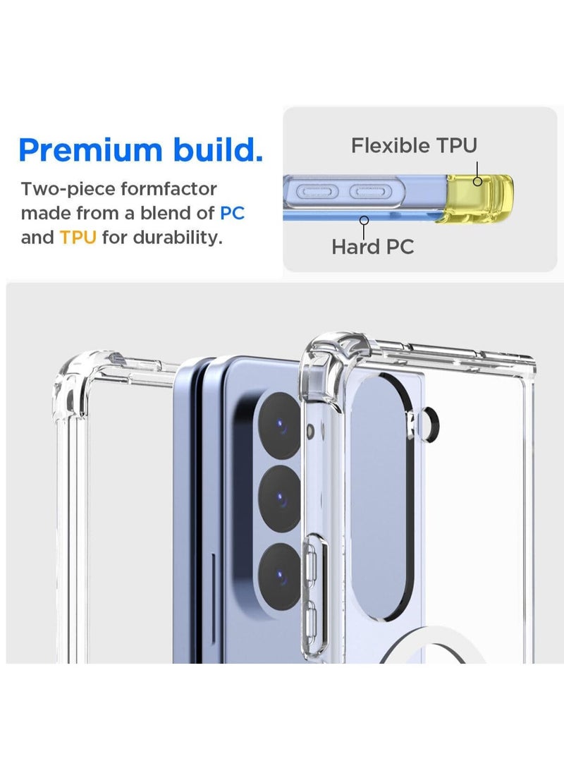 For Samsung Galaxy Z Fold 5 Magnetic Clear Case, Compatible with Wireless Charger Support and Mag safe Case, Simplistic Transparent Shockproof and Drop-Proof Case (Galaxy Z Fold 5)