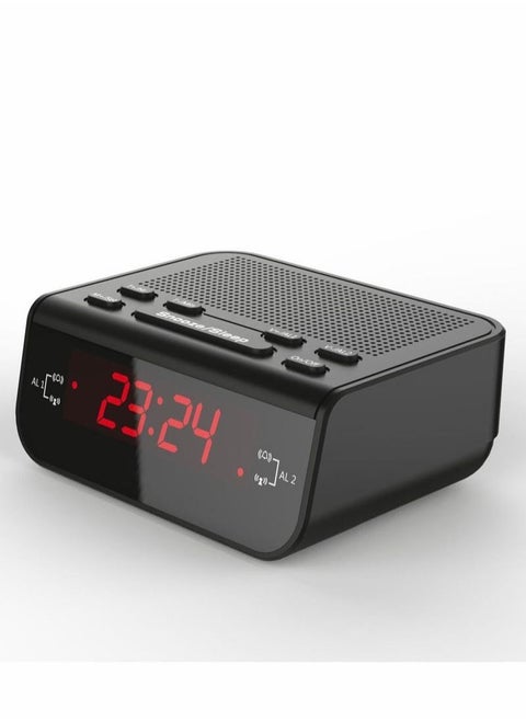 Compact Digital Alarm Clock FM Radio with Dual Alarm Buzzer Snooze Sleep Function Red LED Time Display