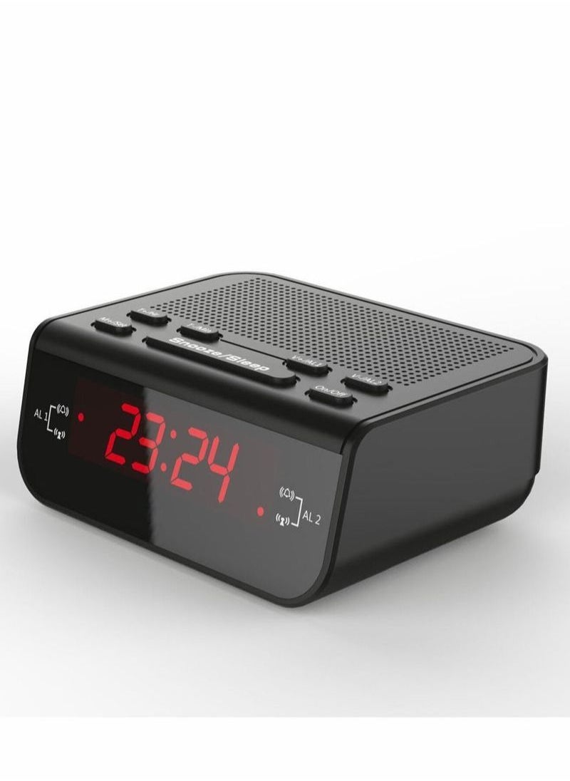 Generic - Compact Digital Alarm Clock FM Radio with Dual Alarm Buzzer Snooze Sleep Function Red LED Time Display - Image 1