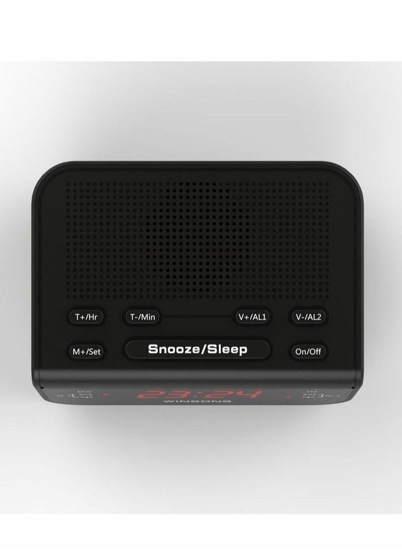 Generic - Compact Digital Alarm Clock FM Radio with Dual Alarm Buzzer Snooze Sleep Function Red LED Time Display - Image 1