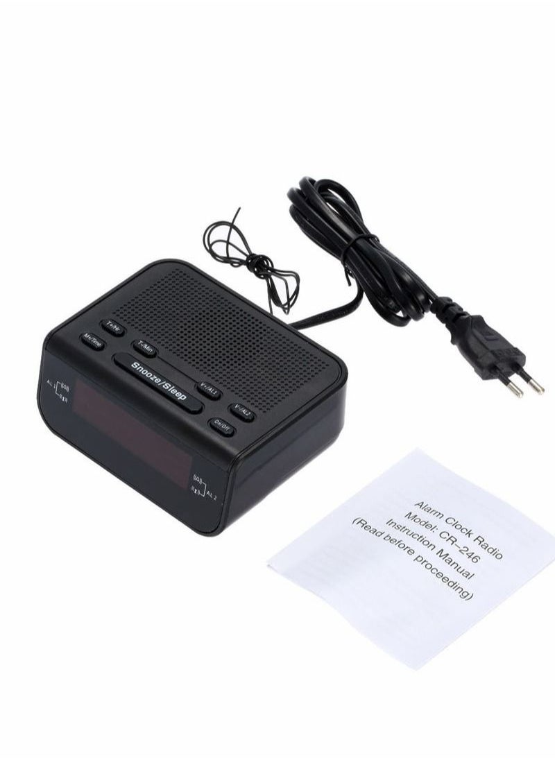 Generic - Compact Digital Alarm Clock FM Radio with Dual Alarm Buzzer Snooze Sleep Function Red LED Time Display - Image 1