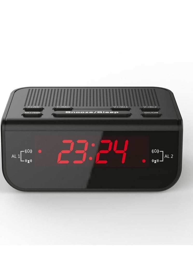 Generic - Compact Digital Alarm Clock FM Radio with Dual Alarm Buzzer Snooze Sleep Function Red LED Time Display - Image 1