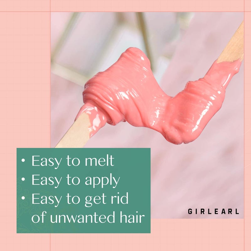 GIRLEARLE Hard Wax Beads, 1lb Wax Beans for Hair Removal Sensitive Skin with Rose Formula, Perfect for Full Body, Facial, Brazilian Bikini, and Legs at Home Wax Refill for Women Men (pink) - Image 3