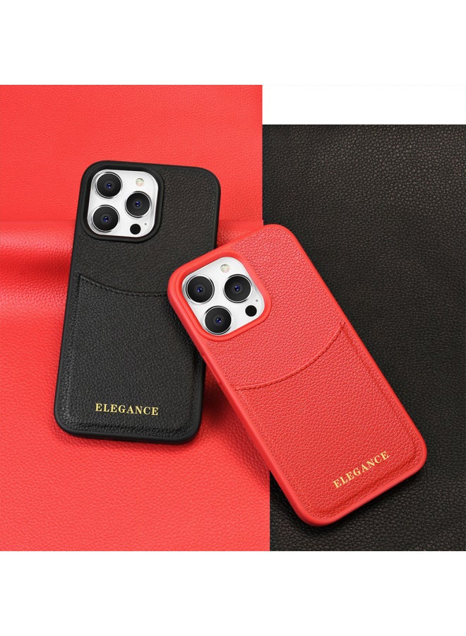 For Apple 16ProMax Phone Case IPhone14 Leather Case IPhone15 Card Phone Case-Color:Pink-Applicable Model:iPhone14plus  - Image 2