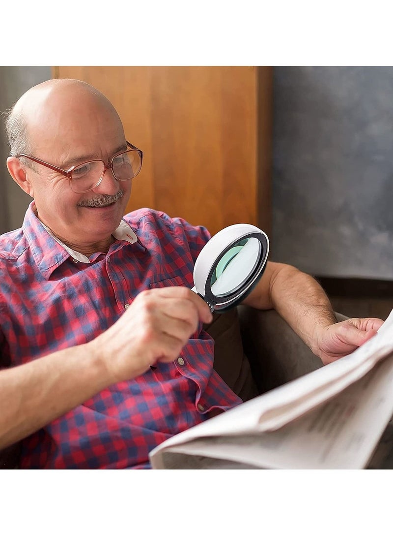 Magnifying Glass with Light 30x Handheld Large LED Illuminated Magnifier, Double Layer optical Lens for Macular Degeneration, Seniors Reading Children Nature Exploring
