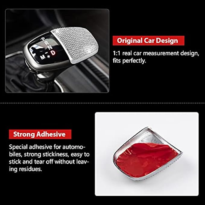 rayihni PIFOOG Challenger Accessories for Dodge Charger 20152022 Bling Gear Shift Cover Decal Shifter Knob Panel Stickers Car Interior Decoration Crystal Silver 1PC - Image 5