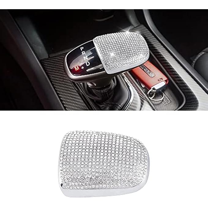 rayihni PIFOOG Challenger Accessories for Dodge Charger 20152022 Bling Gear Shift Cover Decal Shifter Knob Panel Stickers Car Interior Decoration Crystal Silver 1PC - Image 1