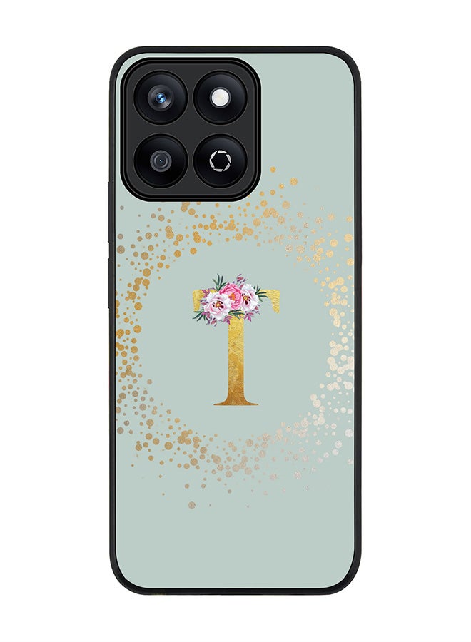 Stylizedd For Honor X7c 4G Case,Slim fit Camera Protection, Shockproof Thin Phone cover  - Custom Monogram Floral - T  (Light Grey ) - Image 1