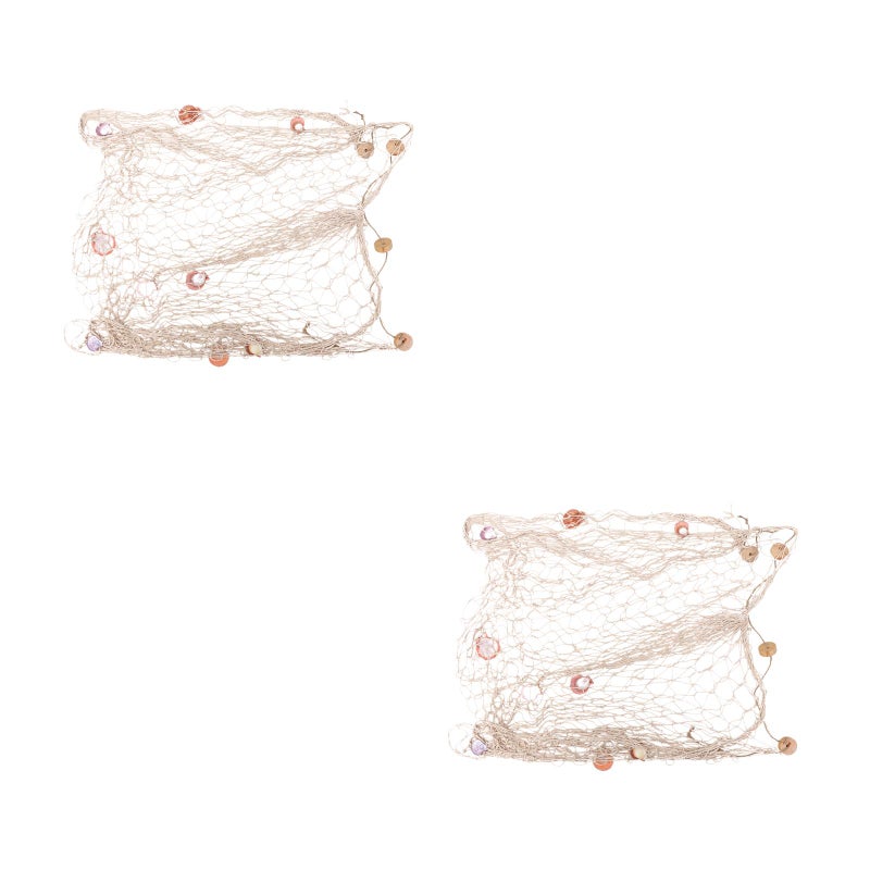 2pcs Mediterranean Style Fishing Hanging Display Net Picture Cards Organizer Wall Decor (Beige) - Image 1