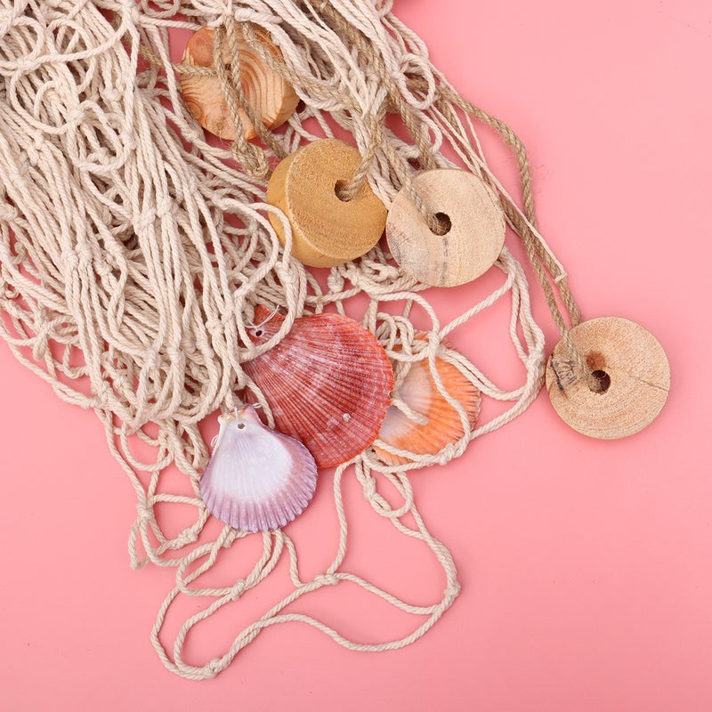 2pcs Mediterranean Style Fishing Hanging Display Net Picture Cards Organizer Wall Decor (Beige) - Image 2