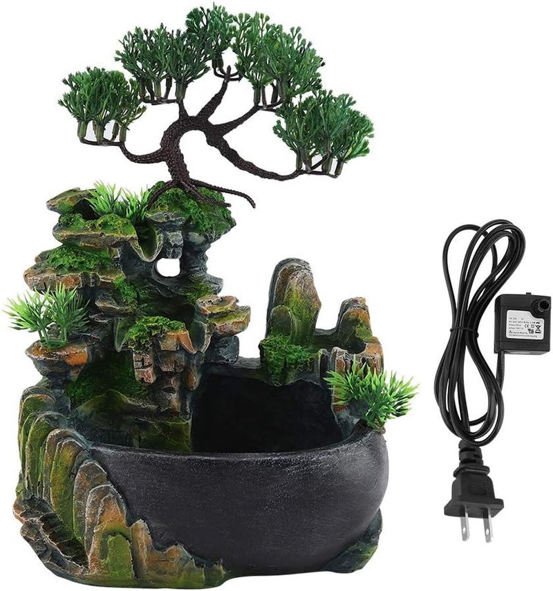 AUDBUA Small Waterfall Rockery Fountain Humidifier for Home Living Room Decor (US Plug 110V) - Image 1